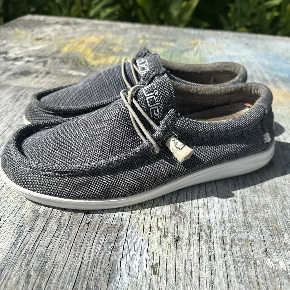 Hey Dude Wally H2O Graphite Men’s 10 Mesh Water Boat Loafer Slip On Shoe 975